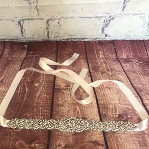 Bridal Sash Belt Wedding Dress Ivory Rhinestone